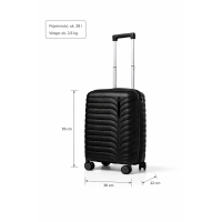 Дорожный чемодан, полипропилен, резиновые колеса, замок TSA VINCI PP24 S – ( черный )