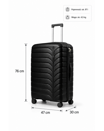 Дорожный чемодан, полипропилен, резиновые колеса, замок TSA VINCI PP24 L – ( черный )