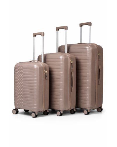 Дорожный чемодан, полипропилен, резиновые колеса, замок TSA VINCI  PP450 S – (кофі)