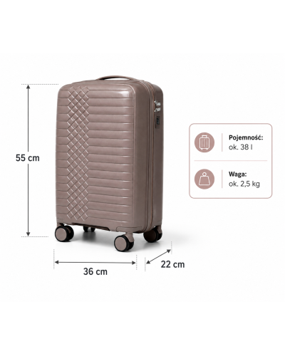 Дорожный чемодан, полипропилен, резиновые колеса, замок TSA VINCI  PP450 S – (кофі)