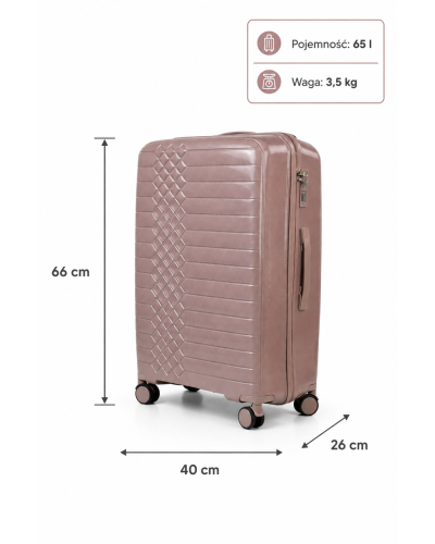 Дорожный чемодан, полипропилен, резиновые колеса, замок TSA VINCI  PP450 M – (кофі)