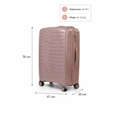 Дорожный чемодан, полипропилен, резиновые колеса, замок TSA VINCI  PP450 L – (кофі)