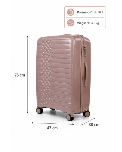Дорожный чемодан, полипропилен, резиновые колеса, замок TSA VINCI  PP450 L – (кофі)