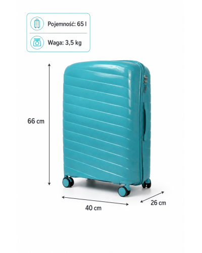 Дорожный чемодан, полипропилен, резиновые колеса, замок TSA VINCI  PP280 M – (зеленый)