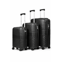 Дорожный чемодан, полипропилен, резиновые колеса, замок TSA VINCI PP290 S – ( черный )