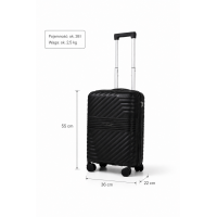 Дорожный чемодан, полипропилен, резиновые колеса, замок TSA VINCI PP290 S – ( черный )