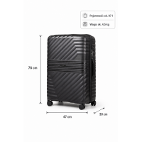 Дорожный чемодан, полипропилен, резиновые колеса, замок TSA VINCI PP290 L – ( черный )
