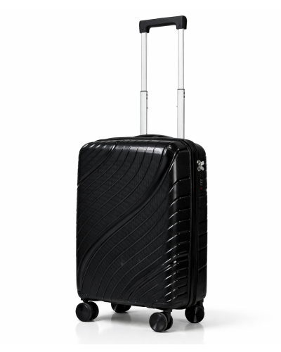 Дорожный чемодан, полипропилен, резиновые колеса, замок TSA VINCI PP120 S – ( черный )