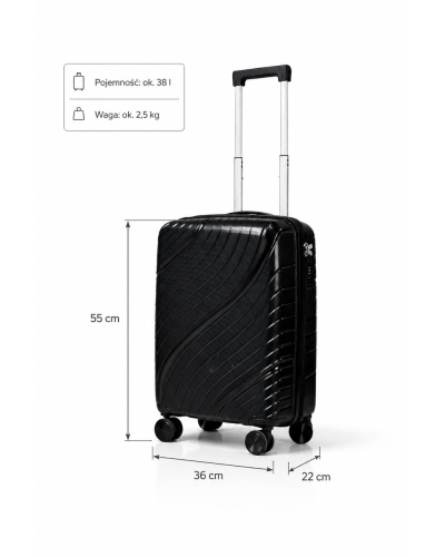 Дорожный чемодан, полипропилен, резиновые колеса, замок TSA VINCI PP120 S – ( черный )