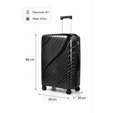 Дорожный чемодан, полипропилен, резиновые колеса, замок TSA VINCI PP120 M – ( черный )