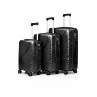 Дорожный чемодан, полипропилен, резиновые колеса, замок TSA VINCI PP120 L – ( черный )