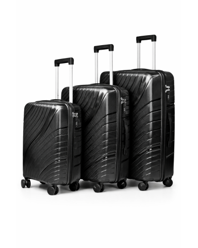 Дорожный чемодан, полипропилен, резиновые колеса, замок TSA VINCI PP120 L – ( черный )