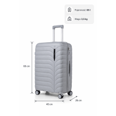 Дорожный чемодан, полипропилен, резиновые колеса, замок TSA VINCI PP24 M – ( серого )