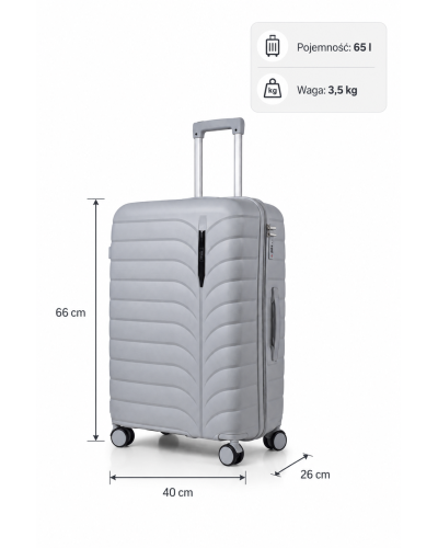 Дорожный чемодан, полипропилен, резиновые колеса, замок TSA VINCI PP24 M – ( серого )