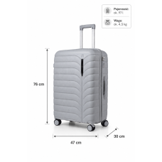 Дорожный чемодан, полипропилен, резиновые колеса, замок TSA VINCI PP24 L – ( серого )