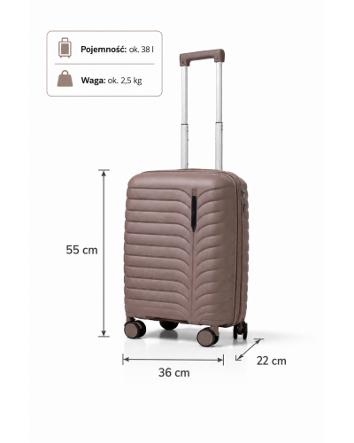 Дорожный чемодан, полипропилен, резиновые колеса, замок TSA VINCI PP24 S – ( кофейный )