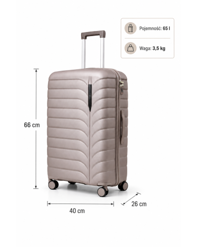 Дорожный чемодан, полипропилен, резиновые колеса, замок TSA VINCI PP24 M – ( кофейного )