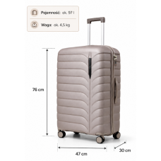 Дорожный чемодан, полипропилен, резиновые колеса, замок TSA VINCI PP24 L – ( кофейного )