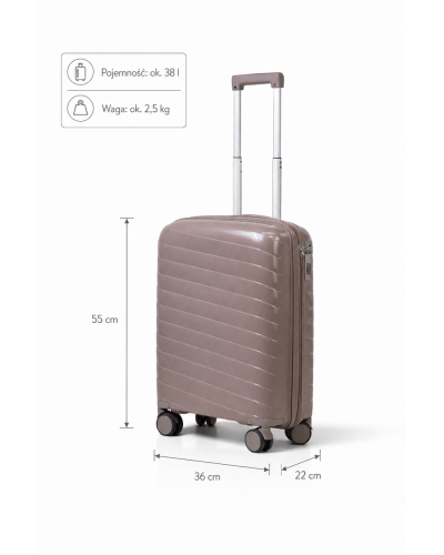 Дорожный чемодан, полипропилен, резиновые колеса, замок TSA VINCI PP280 S – (кофейного)