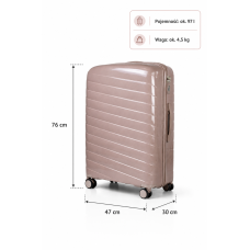 Дорожный чемодан, полипропилен, резиновые колеса, замок TSA VINCI  PP280 L – (кофейного)