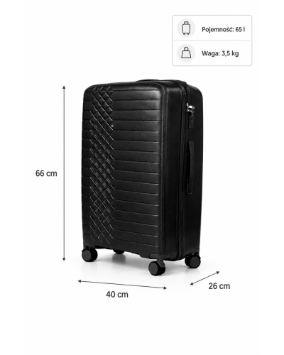 Дорожный чемодан, полипропилен, резиновые колеса, замок TSA VINCI PP450 M – ( черный )