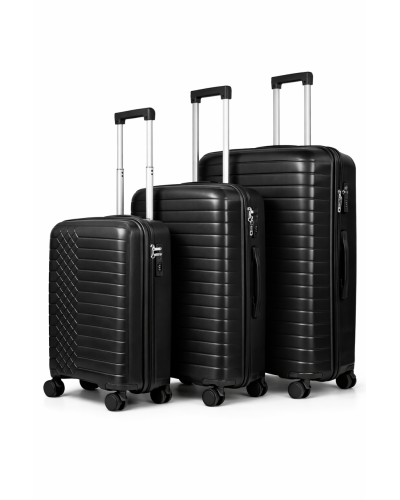 Дорожный чемодан, полипропилен, резиновые колеса, замок TSA VINCI PP450 L – ( черный )