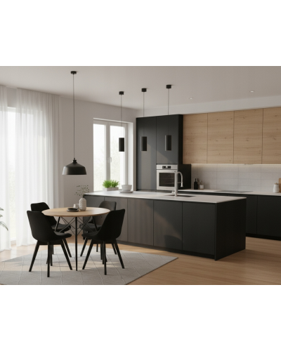 Набор стульев MILEO PREMIUM VELVET(черных-4шт.) + стол из премиум-класса 80 см
