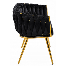 Черный двухместный диван из переплетенного бархата на каркасе GLAMOUR GOLD