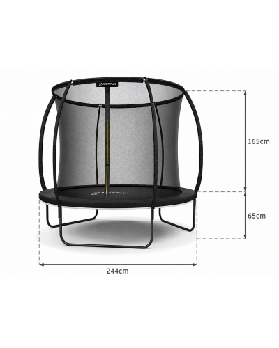 Батут, садовый батут, для детей BLACK Fiberglas black 8FT – 244 см