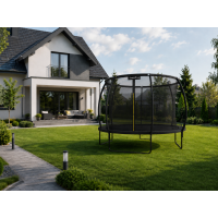 Батут, садовый батут, для детей BLACK Fiberglas black 12 FT – 374 см