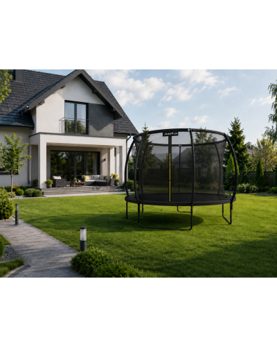 Батут, садовый батут, для детей BLACK Fiberglas black 12 FT – 374 см