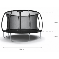 Батут, садовый батут, для детей BLACK Fiberglas black 12 FT – 374 см