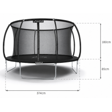 Батут, садовый батут, для детей BLACK Fiberglas black 12 FT – 374 см