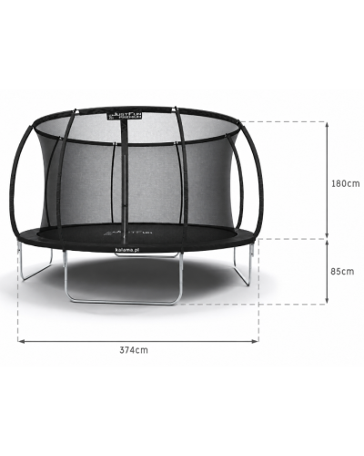 Батут, садовый батут, для детей BLACK Fiberglas black 12 FT – 374 см
