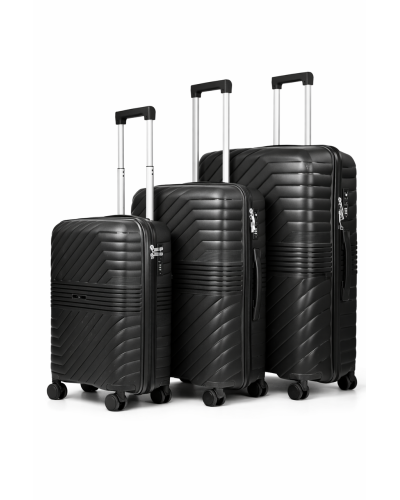 Дорожный чемодан, полипропилен, резиновые колеса, замок TSA VINCI PP290 L – ( черный ) (с незначительным повреждением)