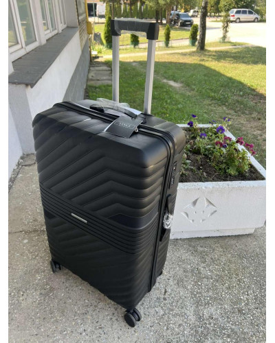 Дорожный чемодан, полипропилен, резиновые колеса, замок TSA VINCI PP290 L – ( черный ) (с незначительным повреждением)