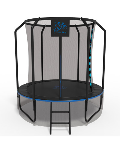 Батут FitToSky 252см Black Premium з сіткою та драбинкою 48 пружин