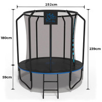 Батут FitToSky 252см Black Premium з сіткою та драбинкою 48 пружин
