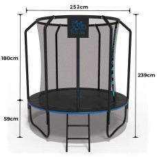 Батут FitToSky 252см Black Premium з сіткою та драбинкою 48 пружин