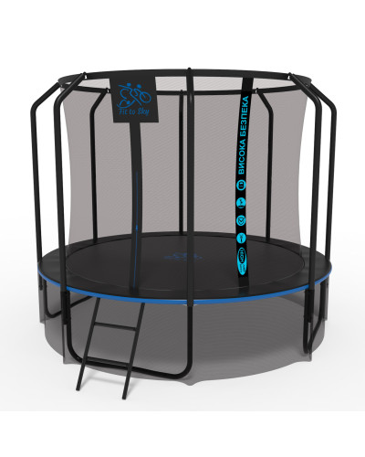 Батут FitToSky 312см Black Premium з сіткою та драбинкою 56 пружин