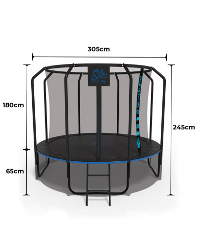 Батут FitToSky 312см Black Premium з сіткою та драбинкою 56 пружин