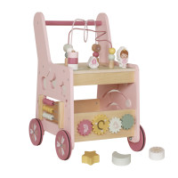 Дитяча дерев`яна навчальна коляска, ходунки AVKO E319Pink