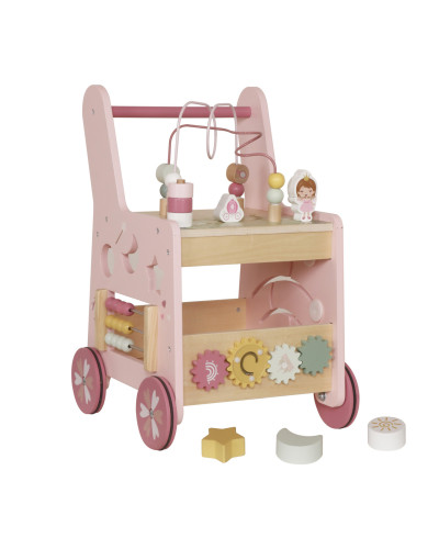 Дитяча дерев`яна навчальна коляска, ходунки AVKO E319Pink