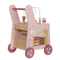 Дитяча дерев`яна навчальна коляска, ходунки AVKO E319Pink