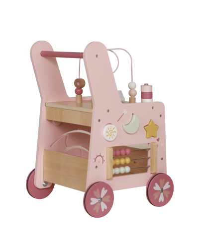 Дитяча дерев`яна навчальна коляска, ходунки AVKO E319Pink