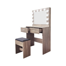 Туалетний, косметичний столик + табурет з підсвіткою AVKO ADT3 Grey Walnut