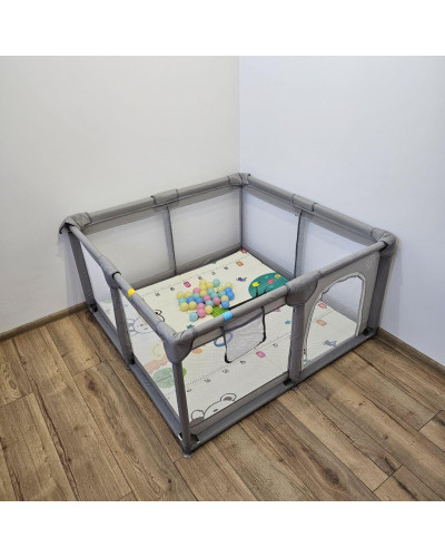 Дитячий розкладний манеж Avko 120х120см Grey + кульки та килимок