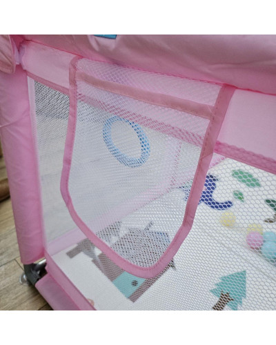 Дитячий розкладний манеж Avko 120х120см Pink + кульки та килимок