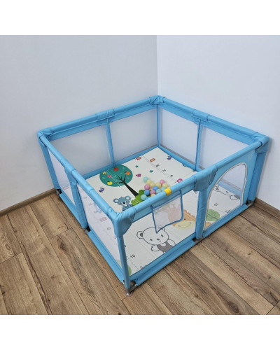 Дитячий розкладний манеж Avko 180х200см Blue + кульки та килимок