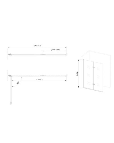 Скляна шторка для ванни AVKO Glass RDW02-J2 50+40x140 Silver